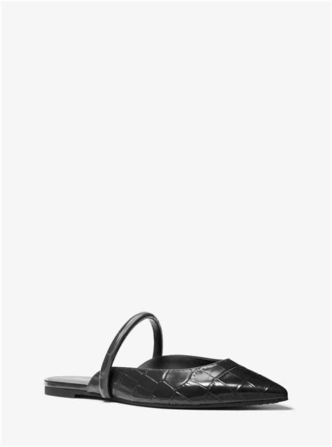 Jessa Flex Crocodile Embossed Leather Mule 